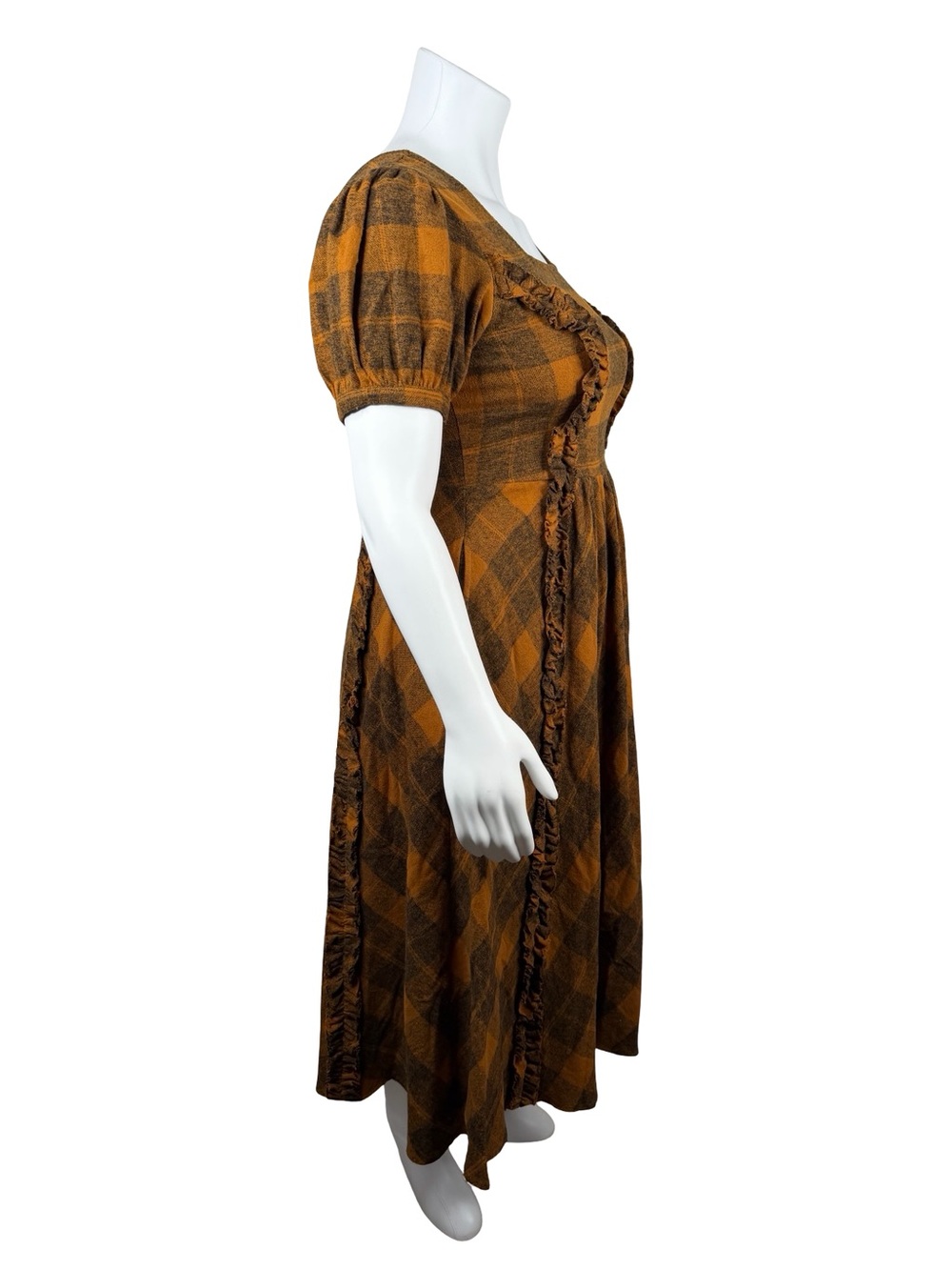 Ivy City Co Rust Plaid Plaid Midi Dress - Picture 2 of 7